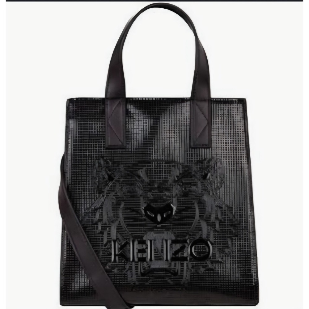 Kenzo Black Patent Leather Tiger Mini Tote Crossbody Bag